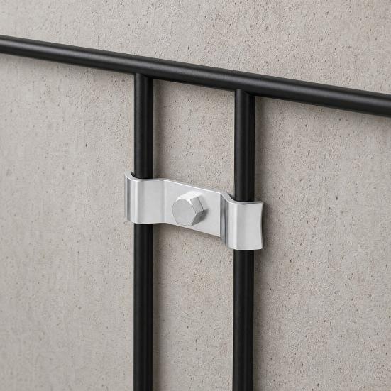 10Pcs Double Pole Fence Clamps Stainless Steel Double Pole Connector Clamps Mounting Clips for Fence Wires Wooden Posts Installation