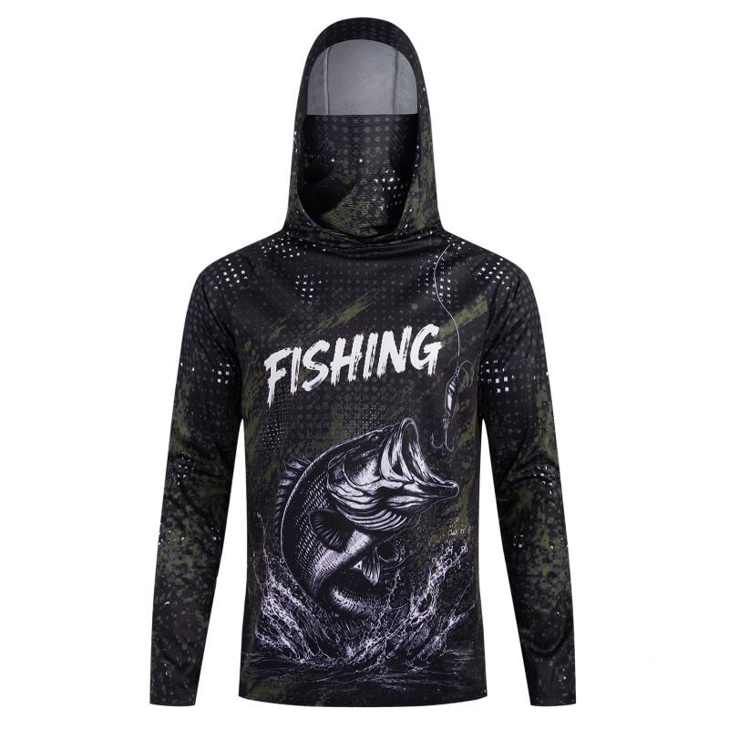 Quick-Dry Breathable Fishing Shirt Long Sleeve Hooded UV Protection Outdoor Sport Apparel Men Fall