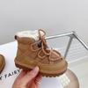 2025 New Winter Children Snow Leather Boots  Warm Plush Toddler Boys Shoes Non-slip Fashion Baby Girls Boots