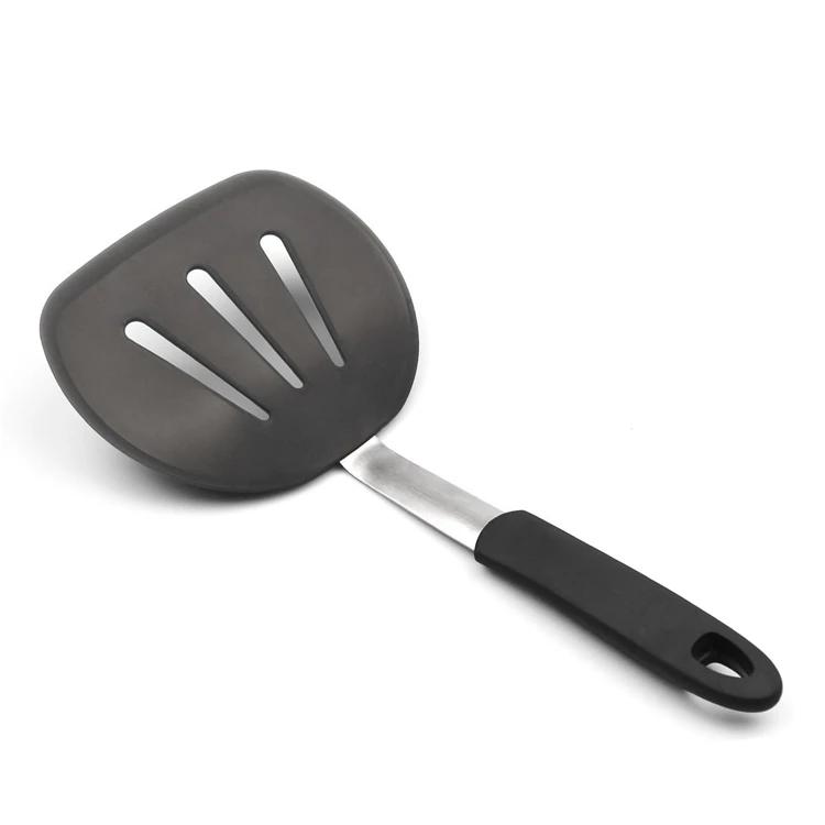 Non Stick Pancakes Turner Silicone Spatula Flexible Slotted Turner High Heat Resistant Pastry Frying Pan Shovel Cooking Utensil чёрный