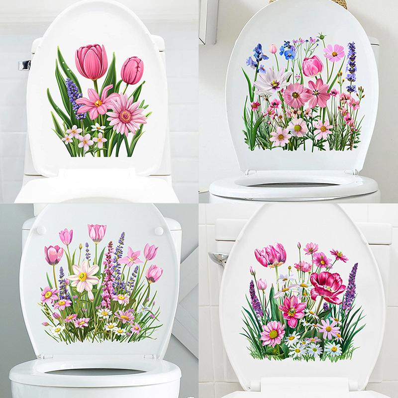 Green Plant Leaves Wall Sticker Bathroom Toilet Sticker WC Self Adhesive Mural Beautify Flower Home Decoration Decals Bathroom