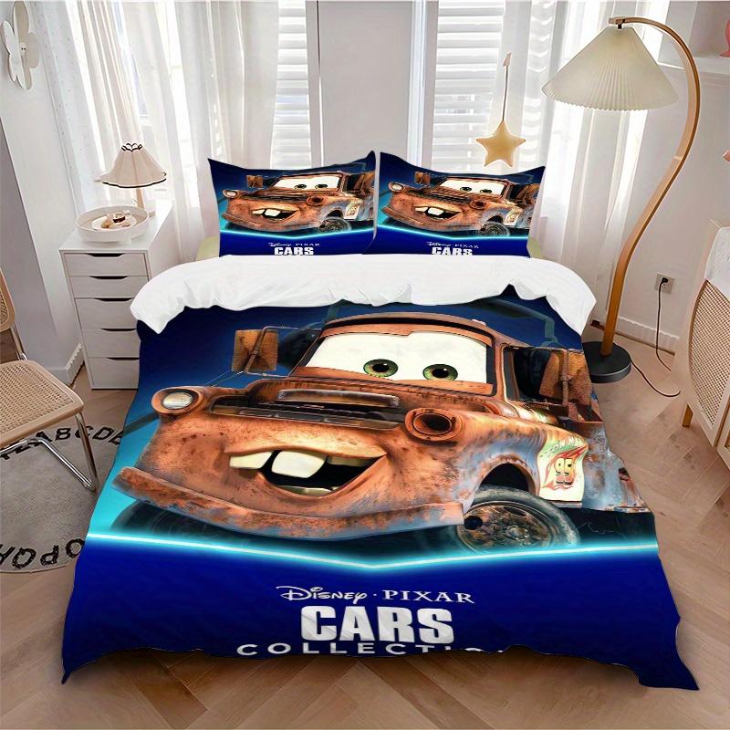 3pcs Disney Cars Collection Tow Mater Quilt Set Cartoon Themed Bed Quilt Set Lovely Character Bedroom Decor Bed Quilt Set Four Seasons (1 Cover +