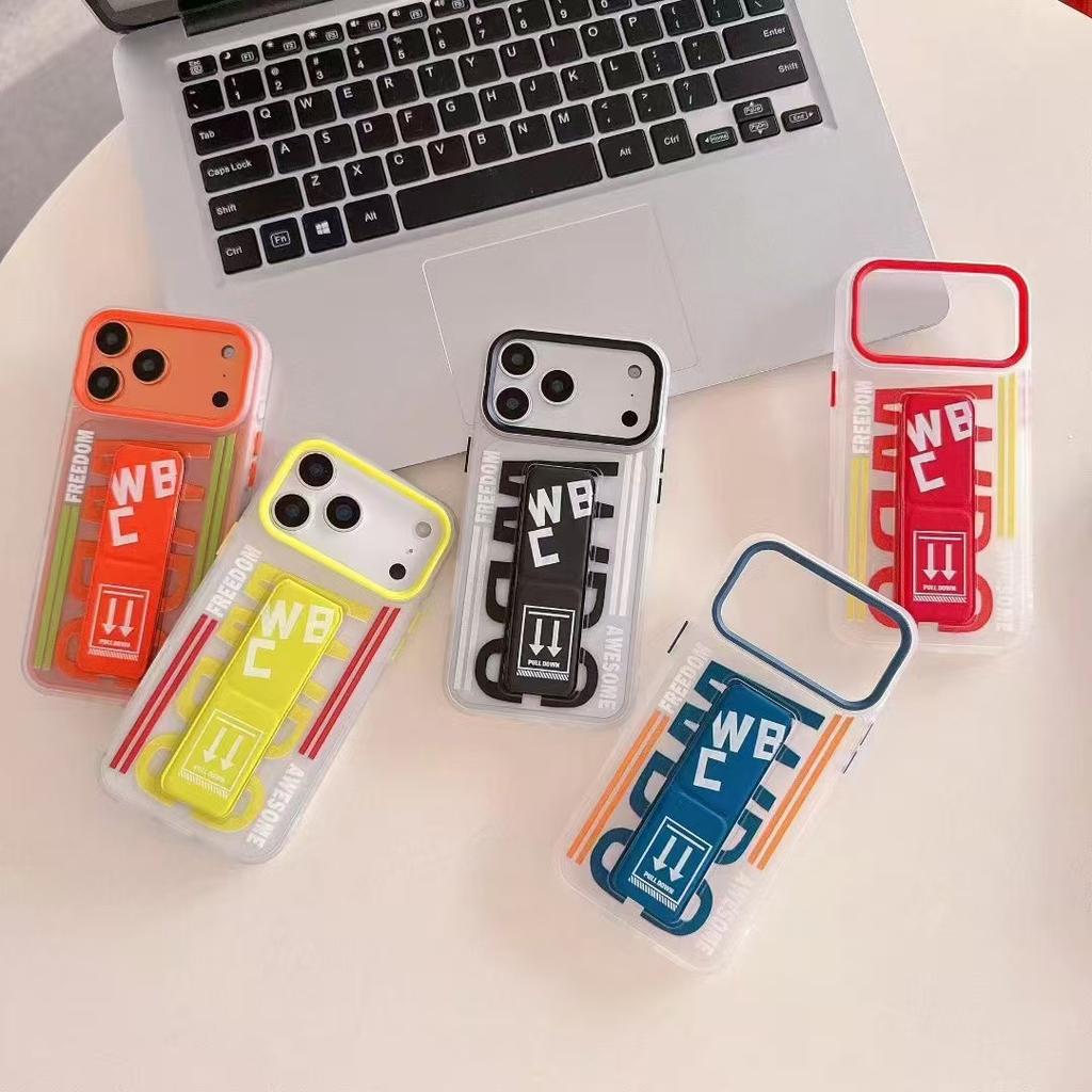 Luxury New "Trendy " WBC Style Pull strap bracket Case For iPhone 17 16 15 14 13 Pro Max 17AIR Shockproof Matte Hard Cover