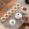 Traditional Mutton-Fat Jade Porcelain Kung Fu Tea Set