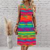 Plus Size V Neck Sleeveless Forest Valley Stream Watercolor Print For Country Leisure Vacation