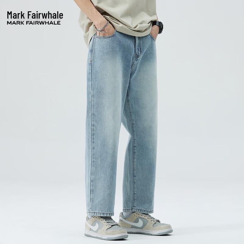 Mark Fairwhale Men's Loose Fit Straight-Leg Cropped Jeans