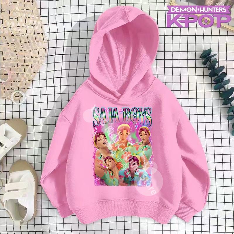 K-pop Demon Hunters Hoodies Boys Girls Long Sleeve Outerwear Saja Boys Print Hooded Coat for Children Fashion Pullover Kids Tops