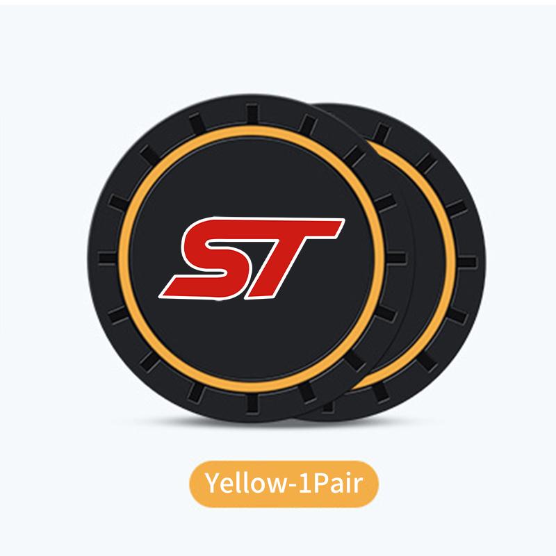 For Ford 2Pcs Car Logo Silicone Coaster Anti-Slip Water Cup Drink Mats Auto Accessories Escort KA Flex Everest KA Expedition