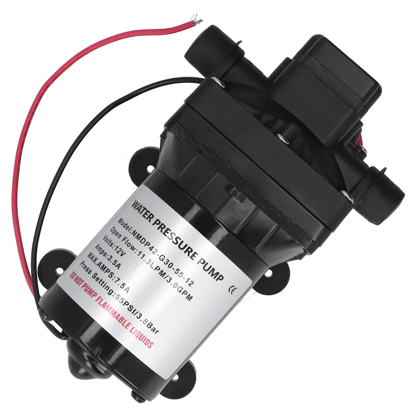 

Water Pressure Diaphragm Pump 3.0GPM 55PSI 12V 42‑Series for Marine RV Mobile Toilet Road Cleaning Portable Car Washer