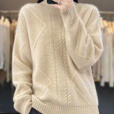 Collapsy Thickened Half-turtleneck Cardigan for Women's Autumn and Winter New Skin-friendly and Warm Sweater Loose and Versatile Base Shirt