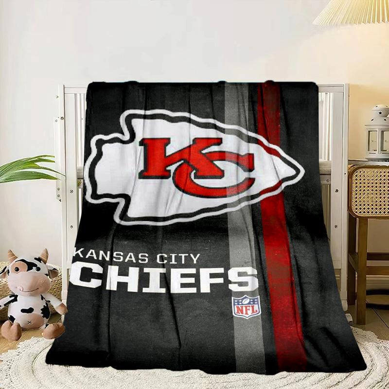Kansas Chiefs Logo Portable Blanket/Soft Blanket Bedding Blanket Suitable for Travel Camping Living Rooms Offices Sofas Fan Gifts