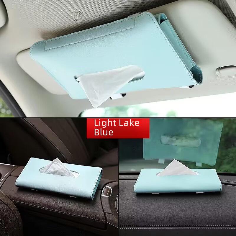 Leder Auto-Taschentuchbox zum Aufhängen an der Sitzlehne und am Sonnenschutz