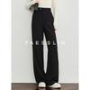 FAESSLIN Women's High-Waist Slim Fit Black Bootcut Suit Pants