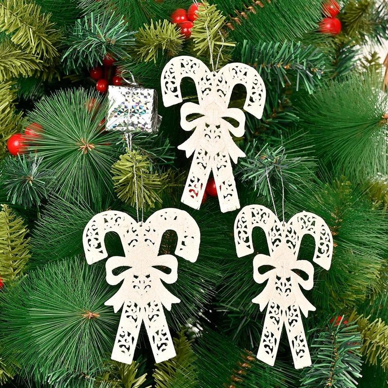 1 Bag Christmas Snowflake Ornaments Decoration Xmas Tree Pendant Christmas Candy Cane Bell Pendant