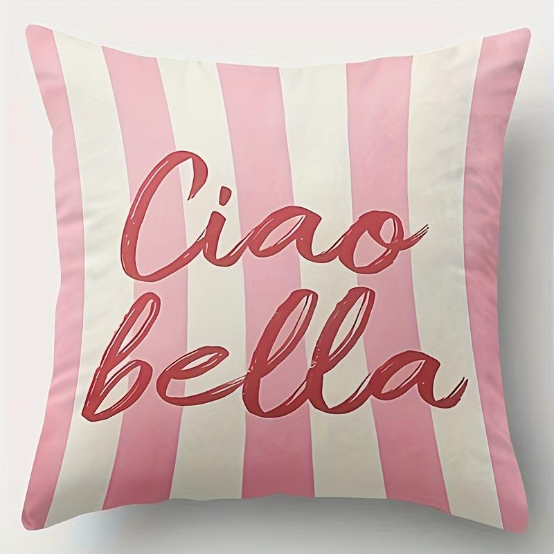 1pc Fun Striped Vintage Pillowcase - Modern Style with Italian Ciao Bella Art Pattern, Featuring Pi