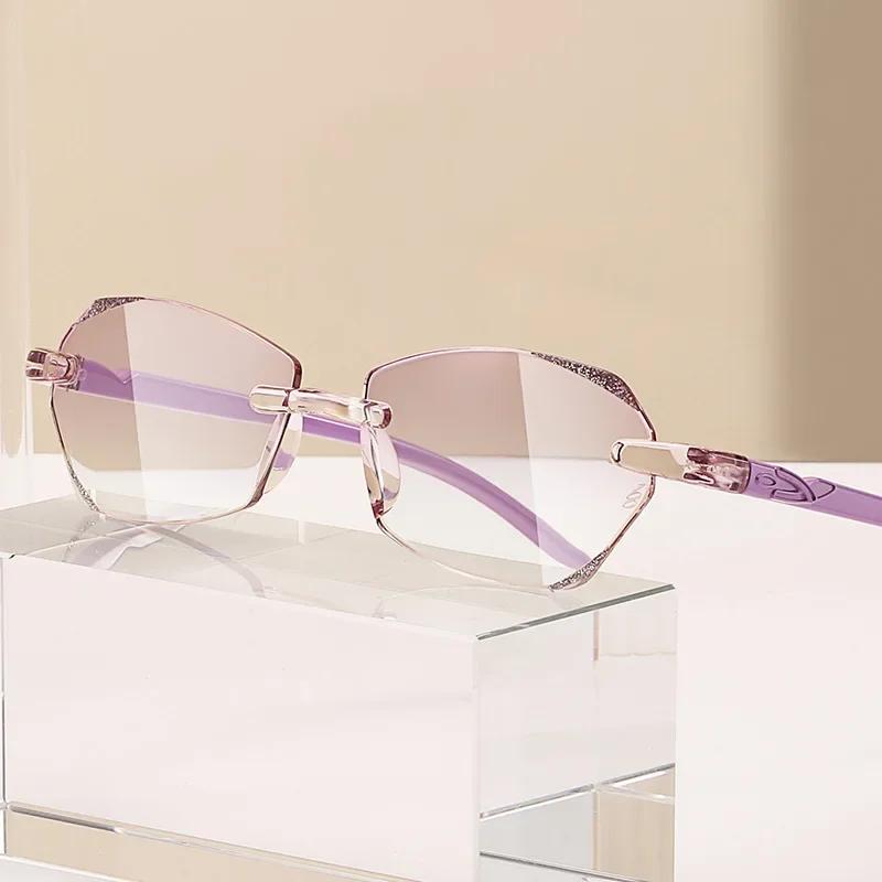 New Diamond Cut Rimless Glasses Ultra-light Trend Elderly Anti-blue Reading Glasses Fashion High Definition Presbyopia Glasses