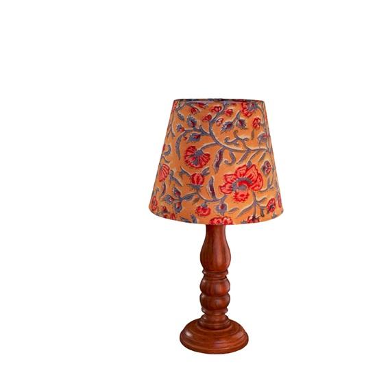 45 Cm Table Lamp with Wooden Base, Floral Pattern Fabric Shade, Traditional Design Living Room, Home, Office, Decor