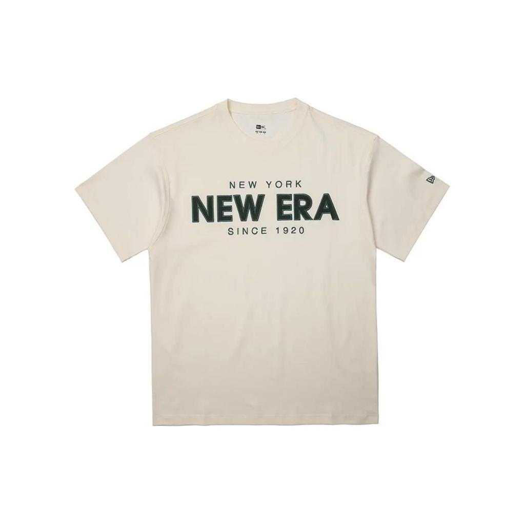 New Era Logo Loose Fit Round Neck Short Sleeve T-Shirt Unisex T-Shirts Beige 14112257