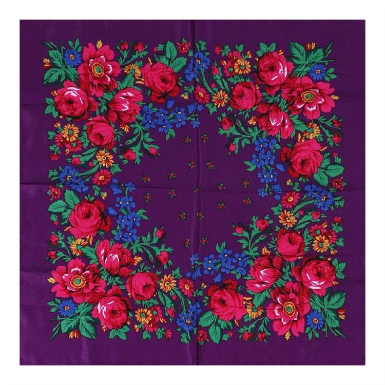 Women Flower Head Scarf Easy Care Wrinkle Resistant Polyester Wrap For Outdoor Activity Daily Fashion