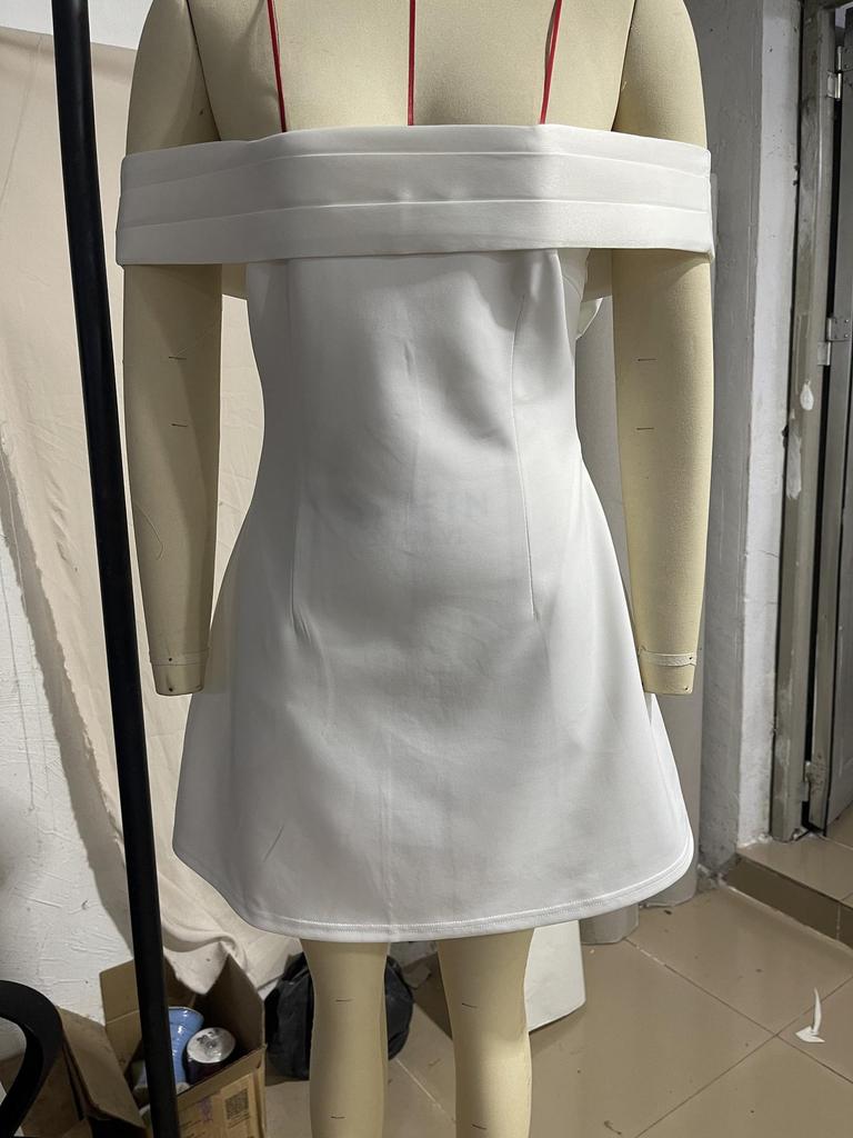 European & American Style Black & White Asymmetrical Bow Dress - Trending INS Influencer Fashion for Women