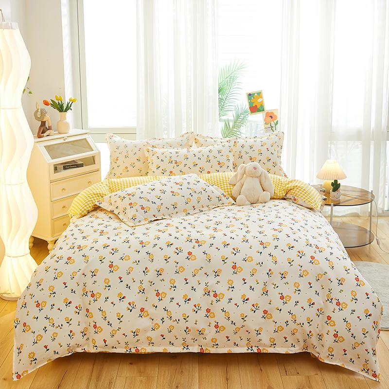 Kawaii Cartoon Dinosaur Duvet Cover Twin Queen Botanical Floral Bedding Set Pink Strawberry Comforter Cover with 2 Pillow Sham