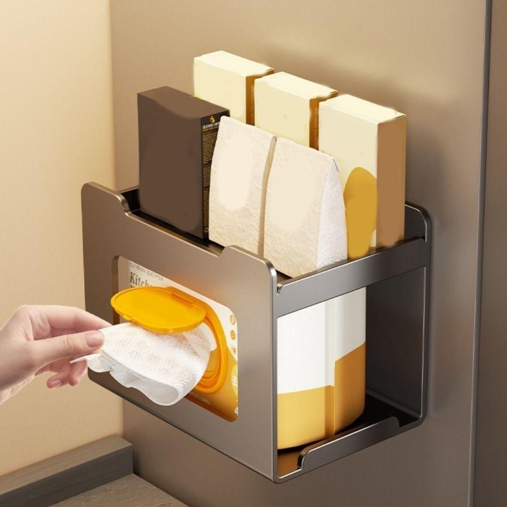 Carbon Steel Magnetic Storage Box Punch Free Facial Towel Storage Rack  Kitchen