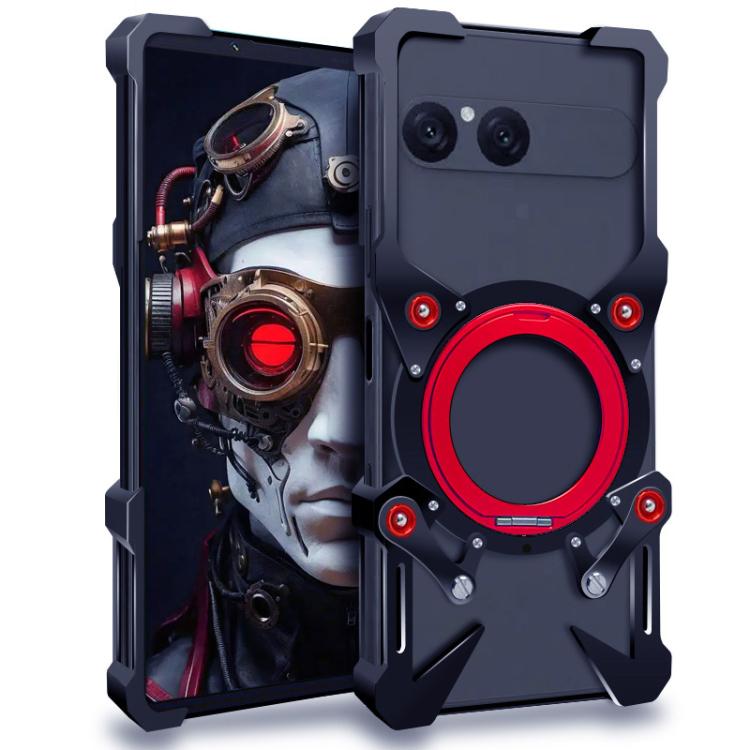 Rotating Bracket Hollow Metal Phone Case with Lanyard