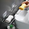 4/1pc Stainless Steel Soap Rack Punch-free Nail-free Bathroom Single Layer Drain Wall Hanging Sucker Soap Box Light Shelf