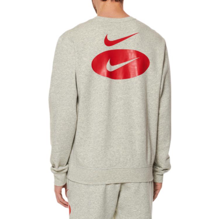 Nike Fleece-Lined Ribbed Crew Neck Sweatshirt Men Tops Grey DM5460-050