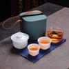 Ice-Glazed Jade Porcelain Gaiwan: Quick-Brew Travel Tea Set for Outdoor Camping and Events