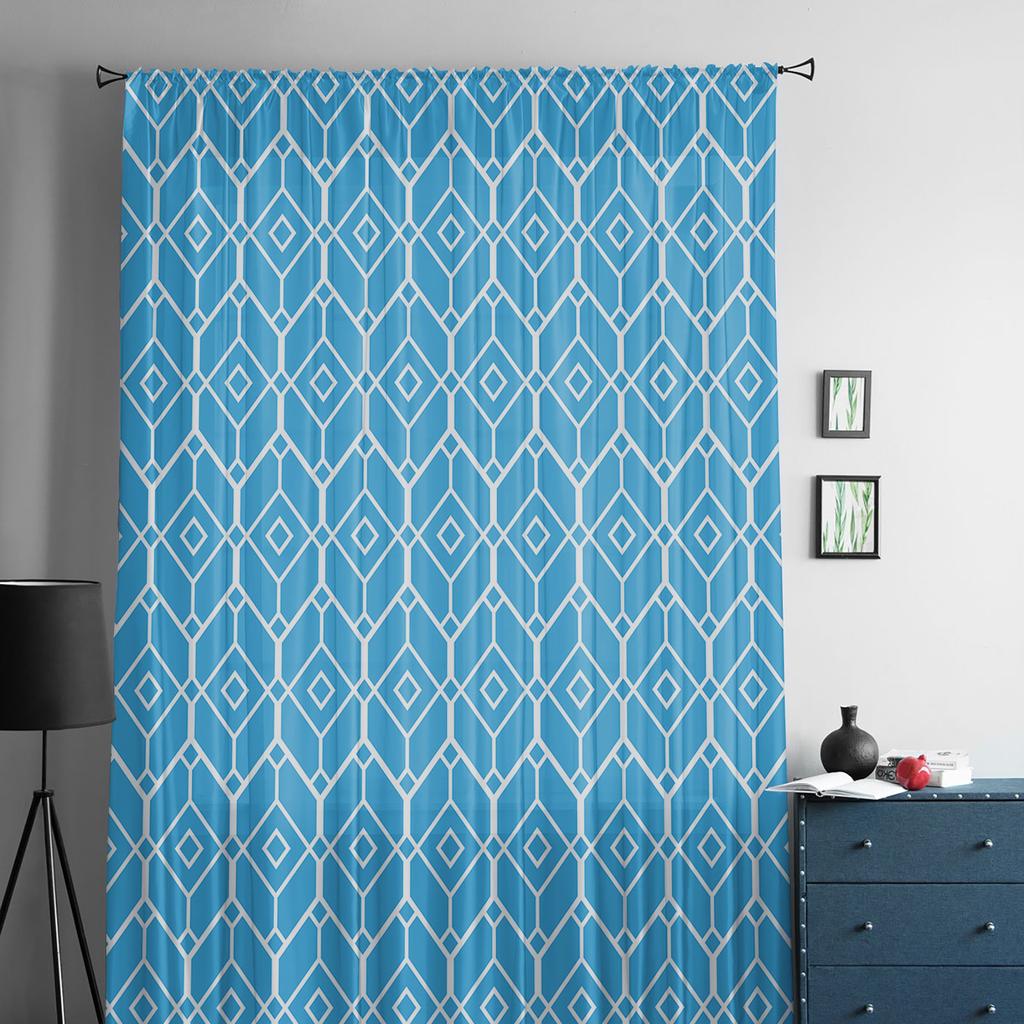 Geometrische Textur Grafiken Himmel Blau Sheer Vorhänge Für Wohnzimmer Schlafzimmer Wohnkultur Küche Tüll Für Windows Voile Vorhänge