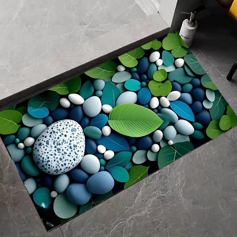 Luxuriöse 3D-Kiesel Diatomeenerde Fußmatte - Schnelltrocknend & Wasserabsorbierend für Eingang & Badezimmer