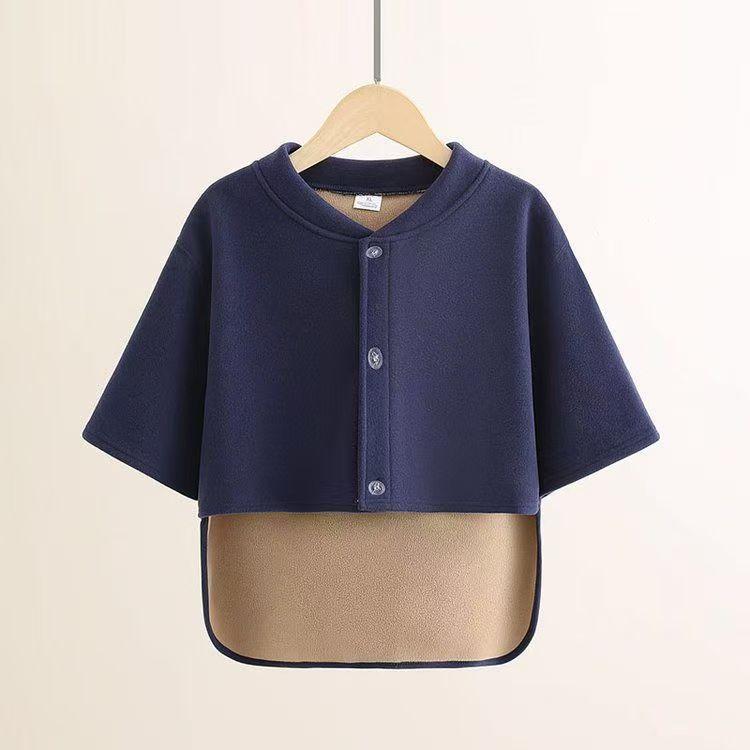 Velvet Maternity Cardigan: Shoulder & Waist Protection, Short Sleeve, Warm Sleepwear for Autumn & Winter