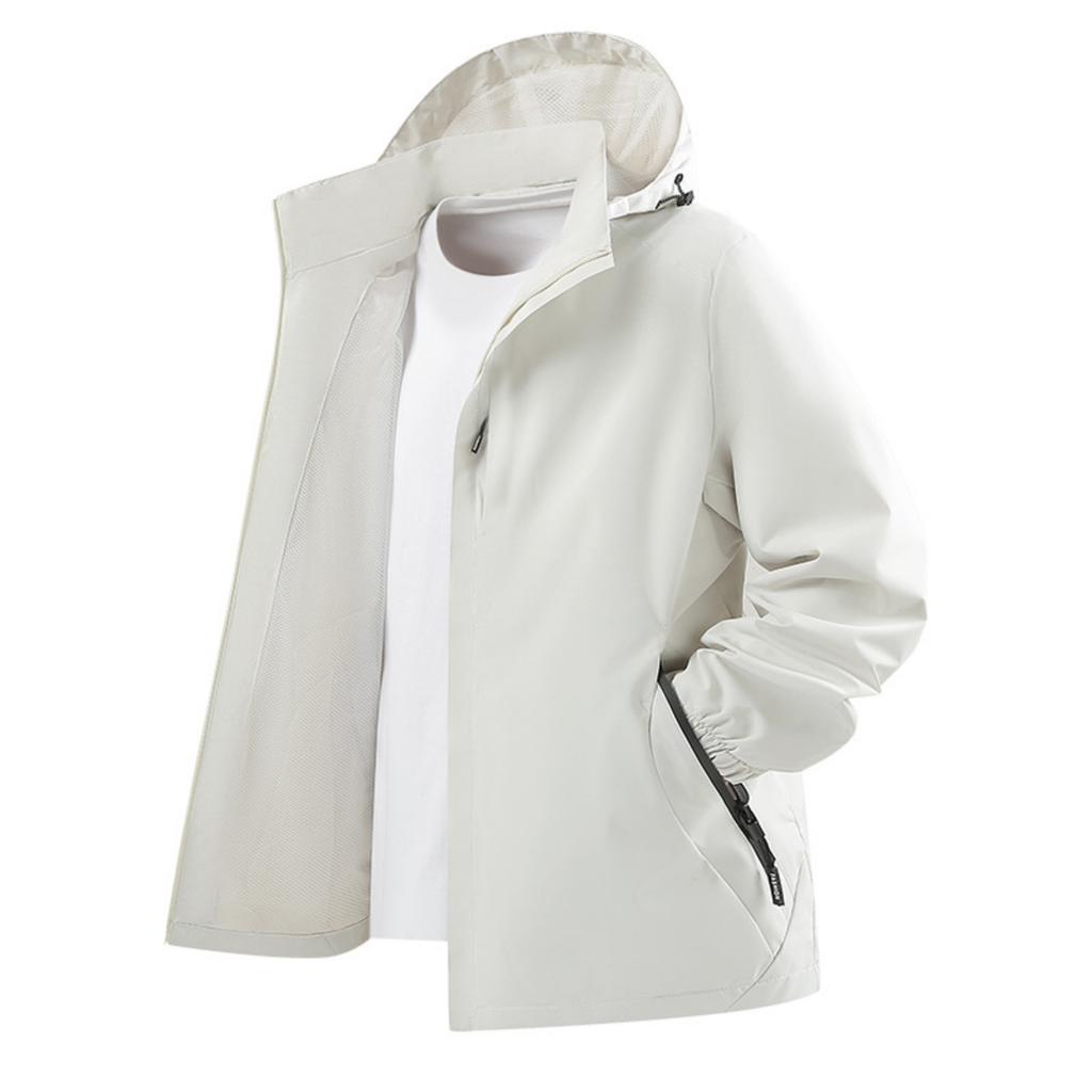 Veste de sport d'extérieur décontractée pour homme, Veste zippée à capuche coupe-vent et respirante pour homme