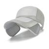 Breathable Summer Baseball Cap Unisex Canvas Hat with Retractable Brim for Tennis Running Camping Grey URM