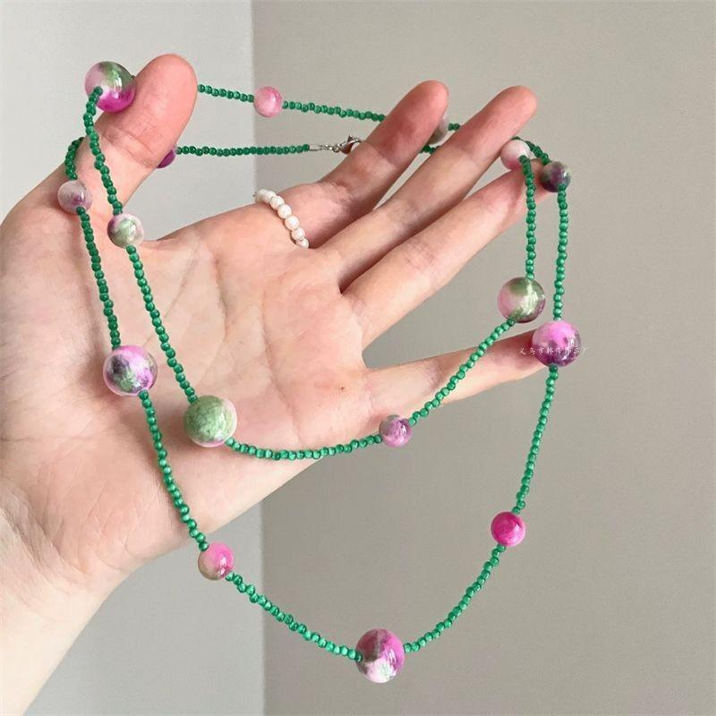 Collana con Perline di Conchiglie Colorate a Doppio Strato Boemia Usata