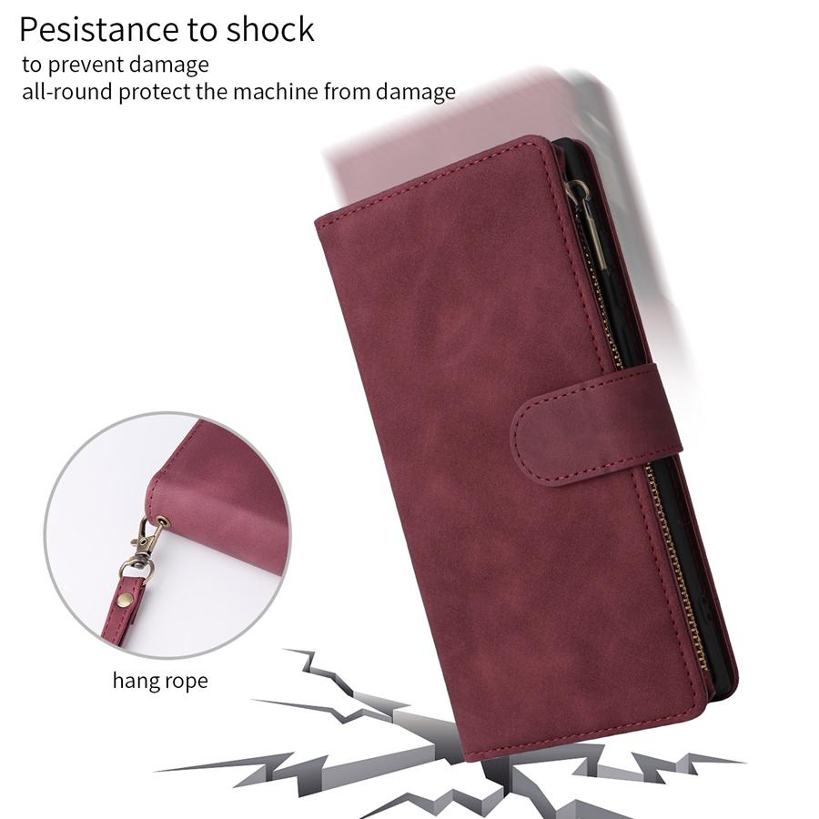 Luxury Wallet Zipper Magnetic Flip Leather Case For Samsung Galaxy iPhone Xiaomi Redmi Huawei Honor Google One Plus Cover