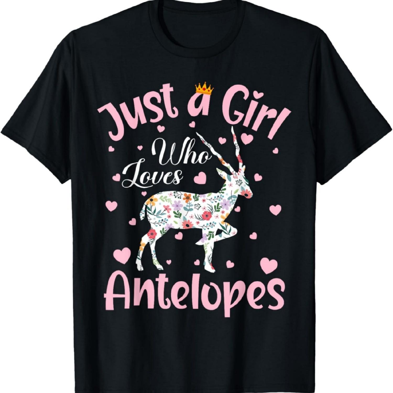 Just A Girl Who Loves Antelopes Women Girls Floral Antelope T-Shirt S
