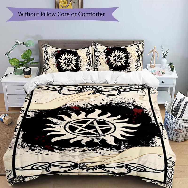 Supernatural 3pcs Bedding Set Duvet Cover Closure Includes 1 Duvet Cover & 2 Pillowcases for All Seasons Bedroom Home Dorm Decor