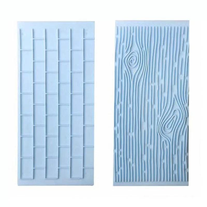 2Pcs/Set Texture Silicone Cake Mold Tree Bark & Brick Wall  Mat Fondant Decorating Tools Supplies