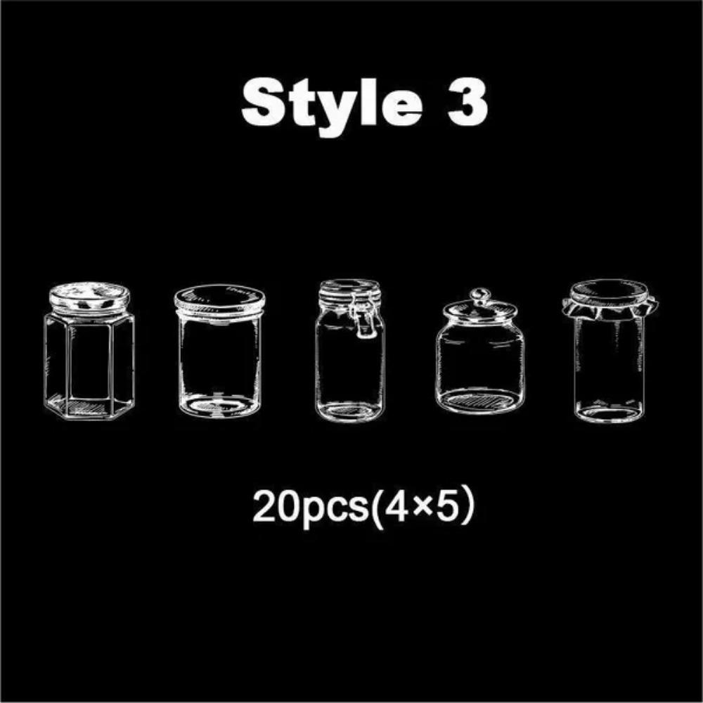 Transparent Glassware Bottle Shape/Flowers Stickers Decorative Decals Paper Scrapbooking Embellishment Supplies Bookmark  DIY Art Craft