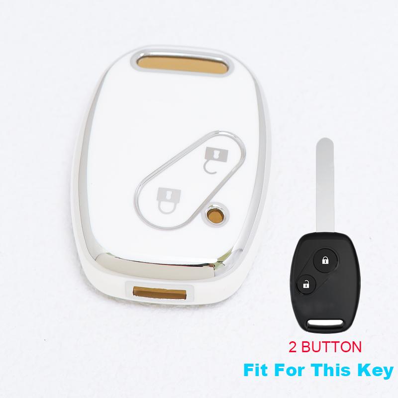 2 Button Gold Edge Tpu Car Key Fob Cover Keyring Smart Keyless Protector For Honda Accord Civic Cr-V Pilot Fit Odyssey Ridgeline
