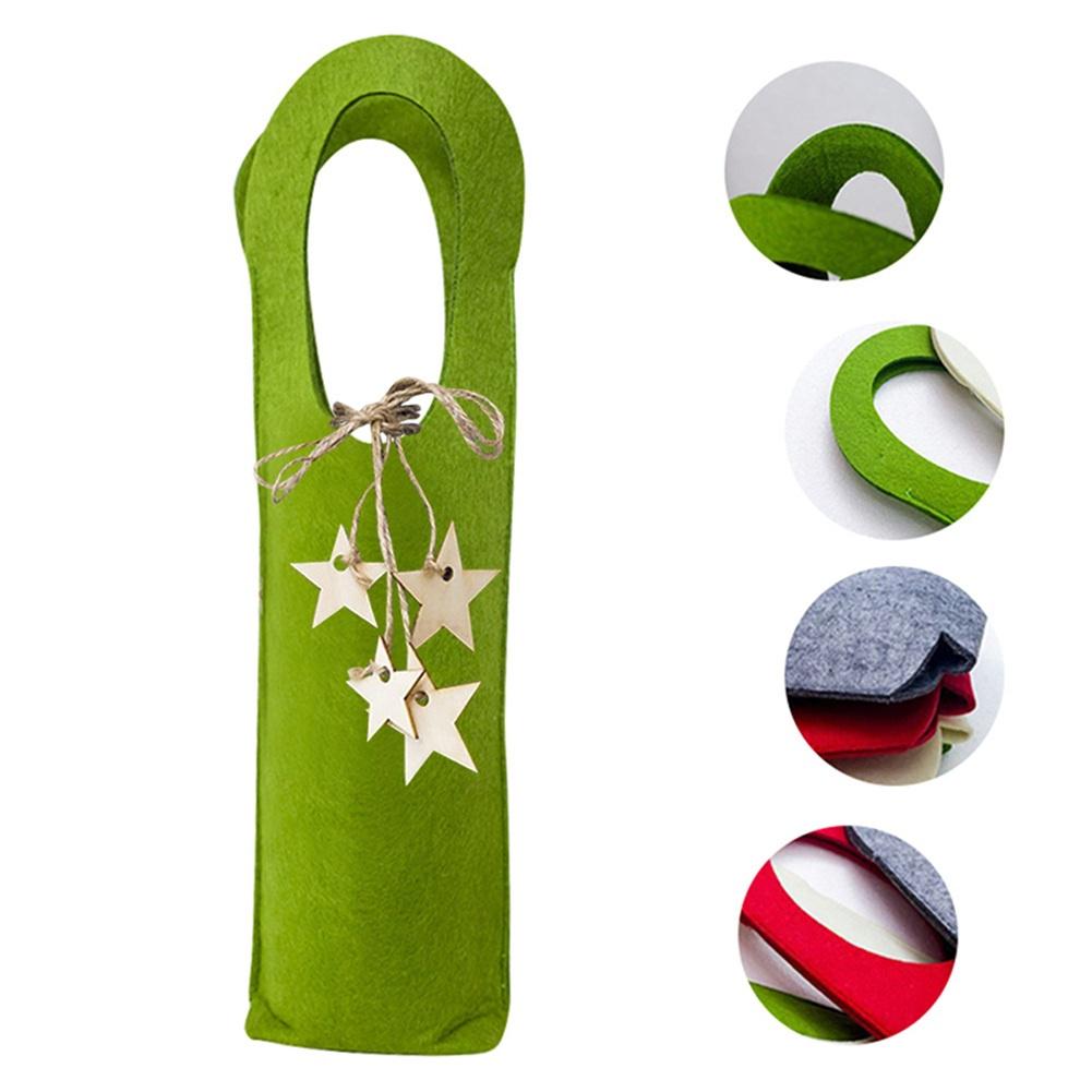 Christmas Red Wine Bottle Cover Star Pendant Felt Christmas Wine Cover Red Wine Gift Felt Bag
