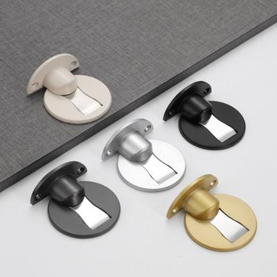 Adhesive Adjustable Door Stop Zinc Alloy Height-Adjustable Magnetic Door Stopper No Drilling Conceal Screw Mount