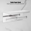 Double Toilet Paper Holder Stainless Steel Paper Rack Phone Storage Shelf Bathroom Use