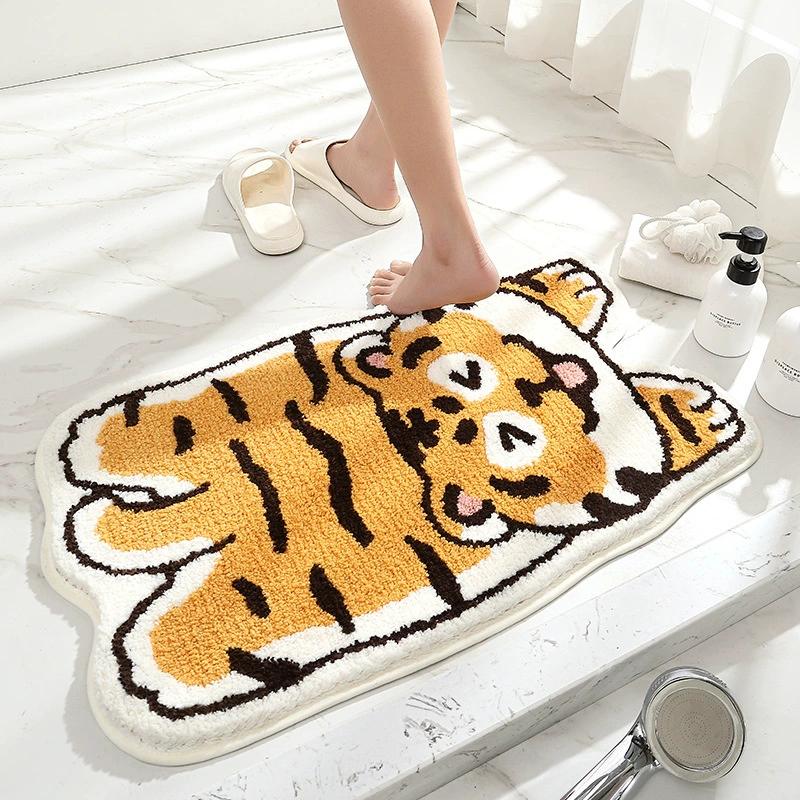 Cartoon Semi-Circular Bath Mats | Thickened Plush Non-Slip Bathroom Rug | Quick-Dry Super Absorbent Foot Mat for Bathroom Decor