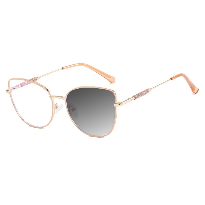 Latest Stylish Design Cat Eye Photochromism Prescription Reading Glasses Women Anti Blue Light Frame Clear Hyperopia Eyewear