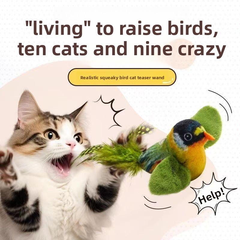 Juguetes para Gatos para Auto-entretenimiento, Columpios, Varitas para Gatos, Pájaros Simulados Resistentes a las Plumas Que Pueden Llamar, Suministros para Gatitos