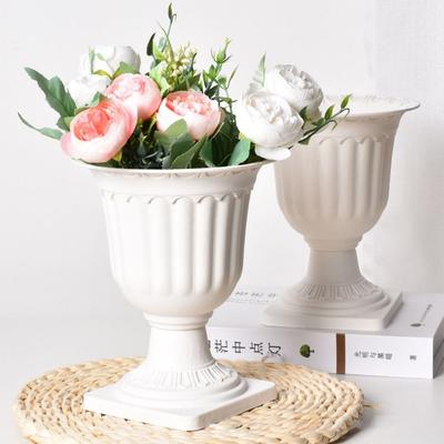 2 Pezzi Contenitori in Plastica Bianca Fioriera Stile Pedistallo Matrimonio Romano Fioriera da Terra Vaso Decorativo Nordico