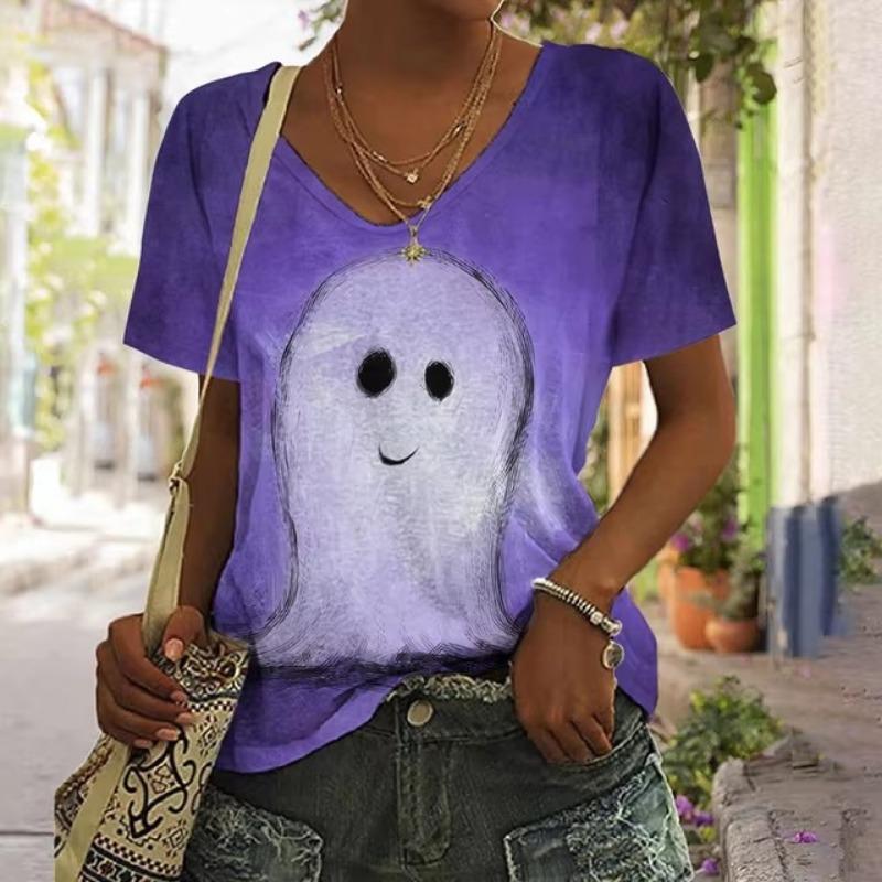 Футболка женская 3D смешной принт Spectre V-образный вырез с коротким рукавом базовые — фото 5